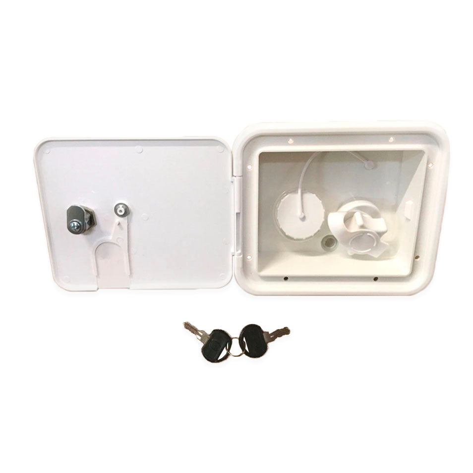 Valterra WHITE Gravity City Water Inlet Fill Dish Hatch Lock RV Traile ...