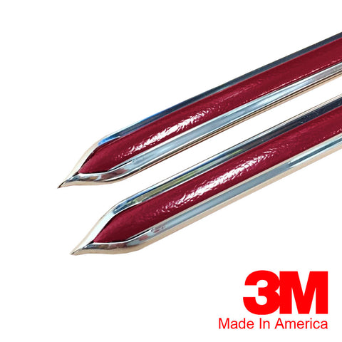 Vintage Style 5/8" Autumn Maple & Chrome Side Body Trim Molding - Formed Pointed Ends - Automotive Authority