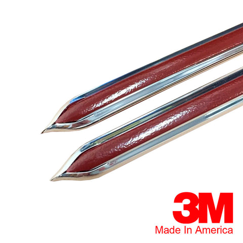 Vintage Style 5/8" Maroon & Chrome Side Body Trim Molding - Formed Pointed Ends - Automotive Authority
