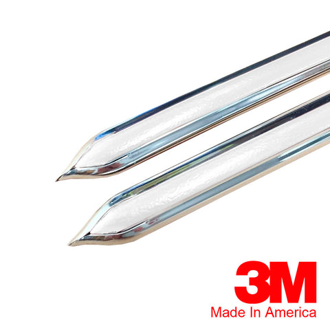 Vintage Style 5/8" White & Chrome Side Body Trim Molding - Formed Pointed Ends - Automotive Authority